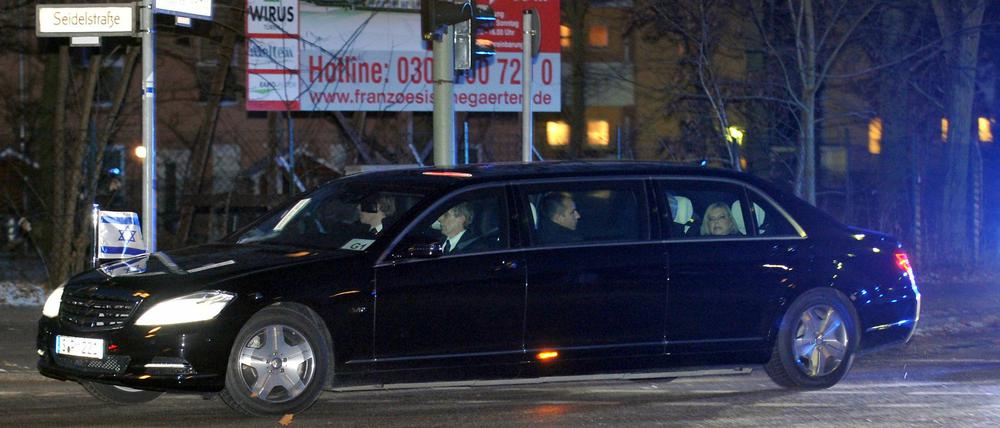 Dieses Auto brachte den israelischen Ministerpräsidenten Benjamin Netanjahu am Mittwochabend in die Berliner Innenstadt.