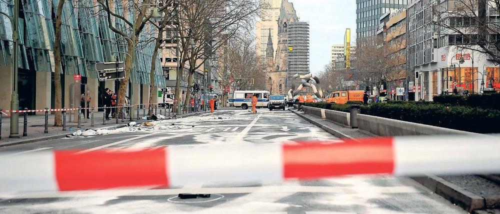 Tatort. Die Berliner Tauentzienstraße nach dem tödlichen Unfall 2016.