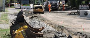 Bauarbeiten Potsdamer Allee Straße Stahnsdorf.