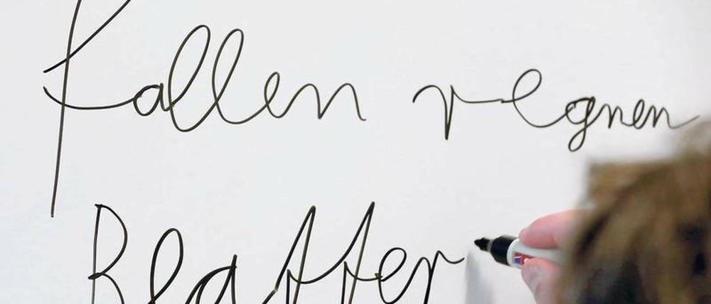 Grundkenntnisse nachholen. Wer in der Grundschule lange krank ist oder Probleme mit Sehen und Hören hat, kann zum Analphabeten werden. Im Potsdamer Grundbildungszentrum können Betroffene lesen und schreiben lernen. Foto: Bernd Wüstneck/dpa