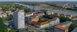 Stadtansicht von Frankfurt (Oder). Durch die Europauniversität Viadrina leben in der Grenzstadt zu Polen viele Nationalitäten zusammen.