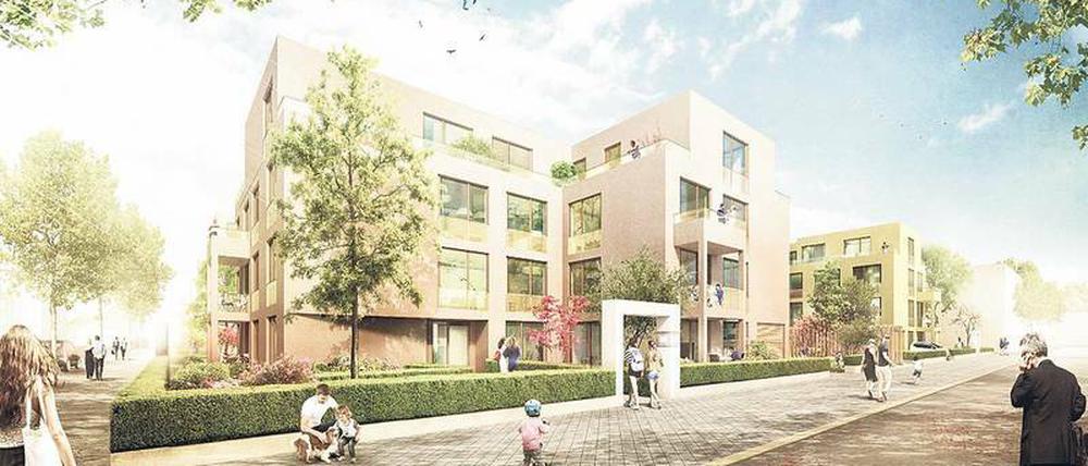 Baustart 2020. So sollen die freifinanzierten Wohnbauten der Instone Real Estate Development an der Georg-Hermann-Allee aussehen.