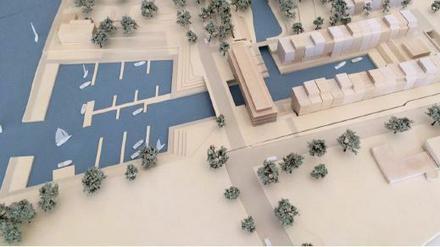 Neue Pläne für Teltows Marine Quartier: Statt Wohnriegel längs des Kanals werden nun wohl auf dem Areal an der Jahnstraße Wohnblöcke ohne Wasser gebaut. 