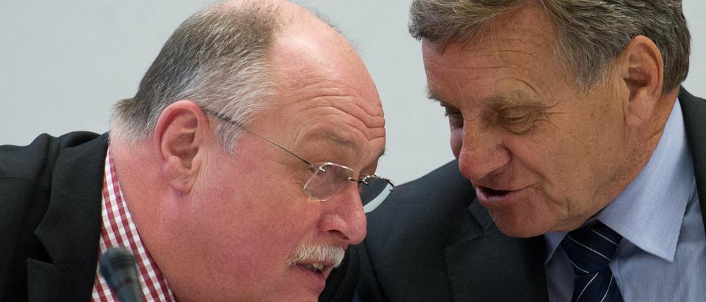 Horst Amann (l.) und Hartmut Mehdorn versuchten sich schon beide am Hauptstadtflughäfen.