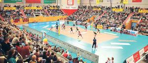 Früher Sonntagnachmittag: Die MBS-Arena bietet eine Bühne für hochklassigen Volleyball.