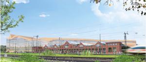 Die rund 14 Meter hohe RAW-Halle wird saniert und von neuen Baukörpern umrahmt.