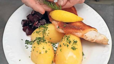 Der Fisch. Zanderfilet mit Parmesankruste steht auf der Winterkarte.