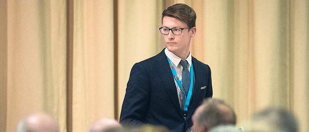 David Eckert, Landeschef der Jungen Alternativen in Berlin, muss befürchten, dass sich die AfD von ihrer Parteijugend trennt.