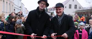 Eröffnung der Kreuzstrasse in Babelsberg am 17. Dezember 2018 mit Uwe Hackmann, Geschäftsfuehrer Stadtkontor GmbH und Bernd Rubelt, Beigeordneter für Stadtentwicklung, Bauen und Umwelt.