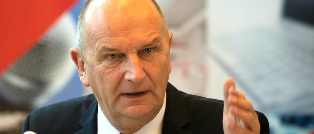 Dietmar Woidke (SPD), Ministerpräsident in Brandenburg, beim Jahresgespräch der Landespressekonferenz in Potsdam.