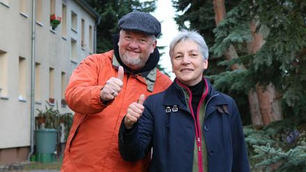 Gewog-Kritiker Andrea Heiser-Reichert und Stephan Hoffstadt, Initiatoren des zweiten Michendorfer Bürgerbegehrens.