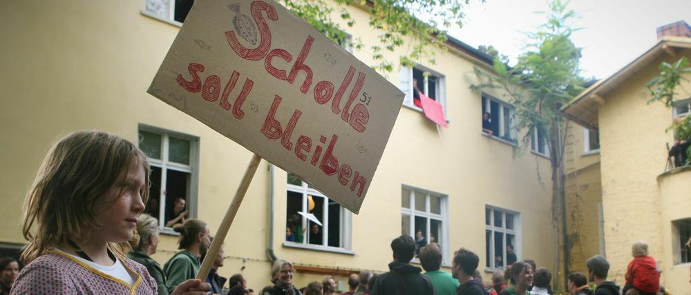 Bereits 2014 demonstrierten "Scholle 51"-Unterstützer für den Erhalt des Künstlerzentrums.
