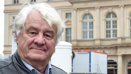 Mäzen und Museum. Hasso Plattner, geboren am 21. Januar 1944 in Berlin, Ende 2015 vor dem in Errichtung begriffenen Museum Barberini am Alten Markt. Eröffnet wurde das Haus an Plattners Geburtstag vor zwei Jahren.