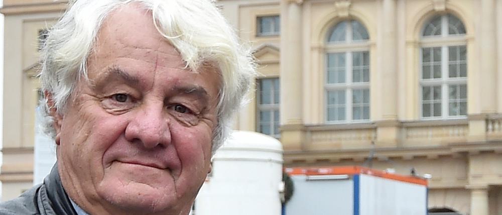 Mäzen und Museum. Hasso Plattner, geboren am 21. Januar 1944 in Berlin, Ende 2015 vor dem in Errichtung begriffenen Museum Barberini am Alten Markt. Eröffnet wurde das Haus an Plattners Geburtstag vor zwei Jahren.
