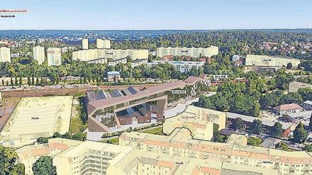 Umstritten. So soll das Digitalzentrum einmal aussehen. Visualisierung: J. Mayer H.