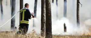 Juli 2018: Bei den Löscharbeiten beim Großbrand in Fichtenwalde waren auch viele freiwillige Helfer eingesetzt. 