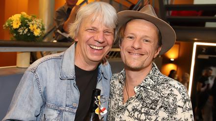 "Gundermann"-Regisseur Andreas Dresen und Hauptdarsteller Alexander Scheer bei der Kinotour im Babelsberger Thalia.