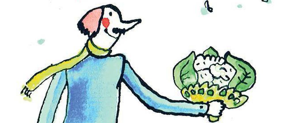 Gibt’s auf allen Potsdamer Märkten. Gezeichnet wurde der Brassica oleracea var. botrytis L. von der Potsdamer Künstlerin Heike Isenmann.