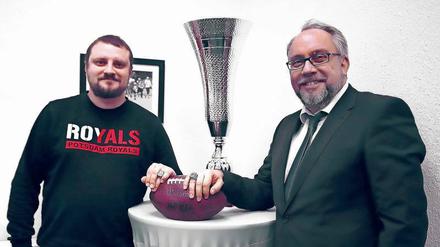 Sie wollen mehr. Coach Michael Vogt (l.) und Präsident Stephan Goericke holten 2018 den ersten Europacup-Titel mit den Royals.