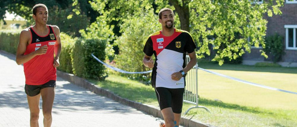 Familiäres Gespann. Marvin (l.) und Patrick Dogue etablieren sich in der Pentathlon-Weltspitze.