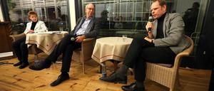 An der Diskussionsrunde in der Nagelkreuzkapelle zum Thema Tag von Potsdam nahmen Petra Pau, Martin Sabrow und Axel Drecoll (v.l.) teil.
