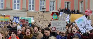 Die letzte Klima-Demo von Potsdamer Schülern fand am 15. März - einem Freitag - vor dem Landtag statt.