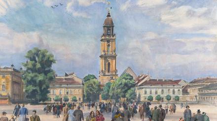 Banal verklärend. Otto Heinrichs Gemälde mit heiteren Menschen vor der Garnisonkirche im Jahr 1943. 