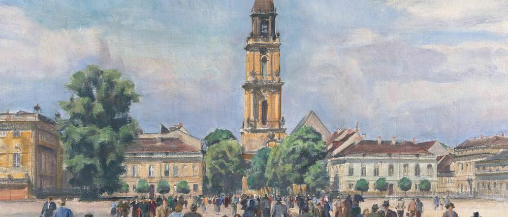 Banal verklärend. Otto Heinrichs Gemälde mit heiteren Menschen vor der Garnisonkirche im Jahr 1943.