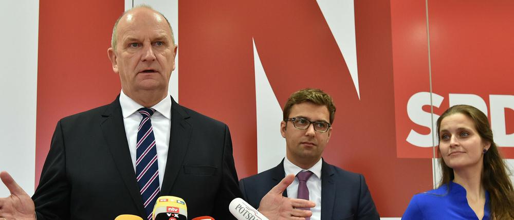 Dietmar Woidke, Erik Stohn, und Maja Wallstein