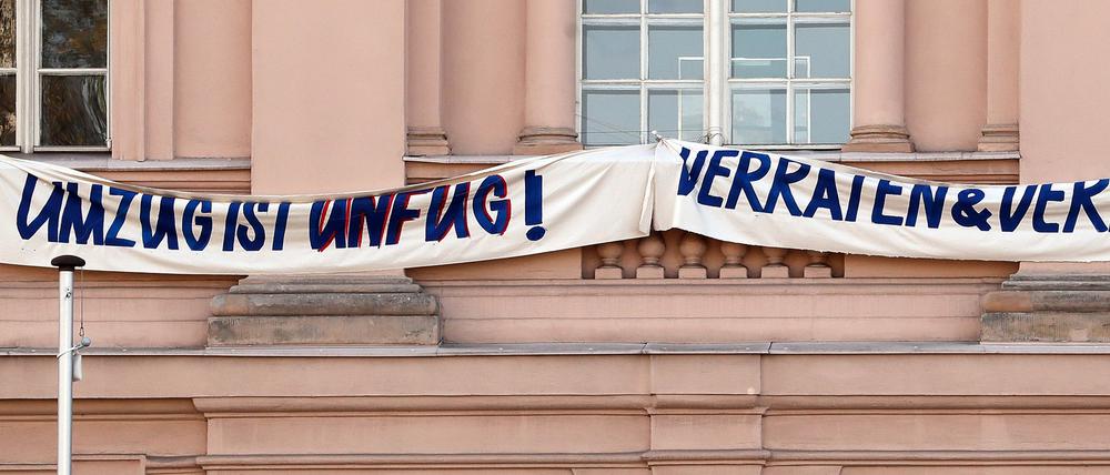 Protest gegen den geplanten Ministeriumsumzug  von Potsdam nach Cottbus.