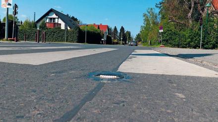 Der neue Zebrastreifen mit LED-Beleuchtung.