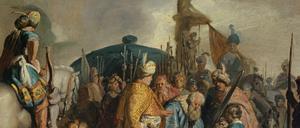 Hier übergibt David Goliaths Haupt dem König Saul. Dieses Gemälde von Rembrandt stammt aus dem Jahr 1627.