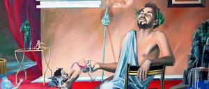 „Adam im Salon“  stellt Martin Schuster seinen Bruder als antiken Feldherren dar. 