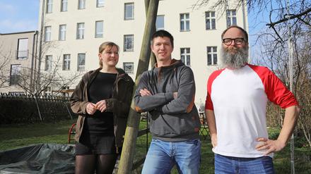 Madaida Lemke, Matthias Zimmermann und Sebastian Könitz wohnen in der Wichgrafstraße 11 in Babelsberg - und kämpfen um ihr Haus.