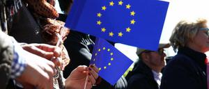 In Potsdam wirbt die Bürgerbewegung „Pulse of Europe“ für ein starkes Europa und eine hohe Beteiligung bei der Europawahl.