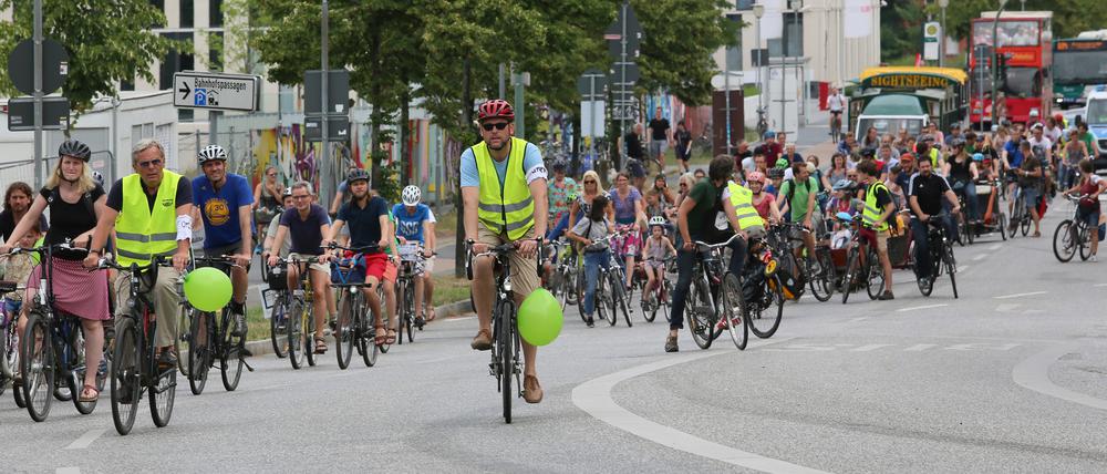 Fahrraddemo der Initiative "Potsdam autofrei" im Jahr 2018.