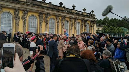 Maxima und Willem-Alexander besuchen das Schloss Sanssouci.