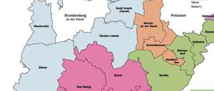 Klicken Sie auf das Bild für eine größere Ansicht.Hier sehen Sie die fünf Wahlkreise zur Kreistagswahl 2019.