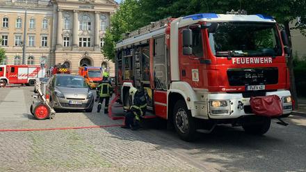 Der Feuerwehreinsatz am Staudenhof in der Potsdamer Innenstadt.