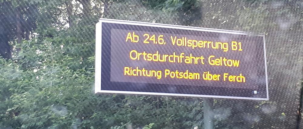 Ab dem 24. Juni 2019: Vollsperrung der B1. Die Ortsdurchfahrt Geltow ist nicht möglich. Eine Umleitung ist eingerichtet.