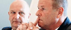 SPD-Ministerpräsident Dietmar Woidke (l.) und sein Vize von den Linken, Christian Görke, zogen Bilanz. 