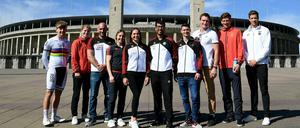 Den Athleten, wie Potsdams Kanu-Ass Ronald Rauhe (3.v.l.), gefällt das Veranstaltungskonzept.