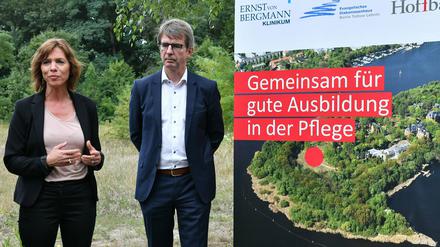 Hoffbauer-Chef Frank Hohn und Gesundheitsministerin Susanna Karawanskij (Die Linke).