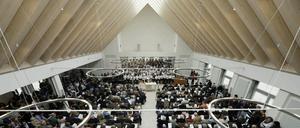 Die neue Kirche Kleinmachnow, hier bei einem Gottesdienst 2018. 