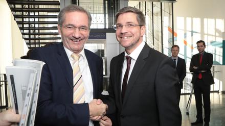 Matthias Platzeck und sein politischer Ziehsohn Mike Schubert (beide SPD).