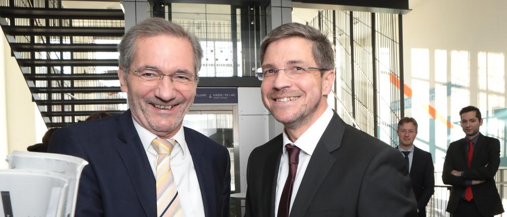 Matthias Platzeck und sein politischer Ziehsohn Mike Schubert (beide SPD).