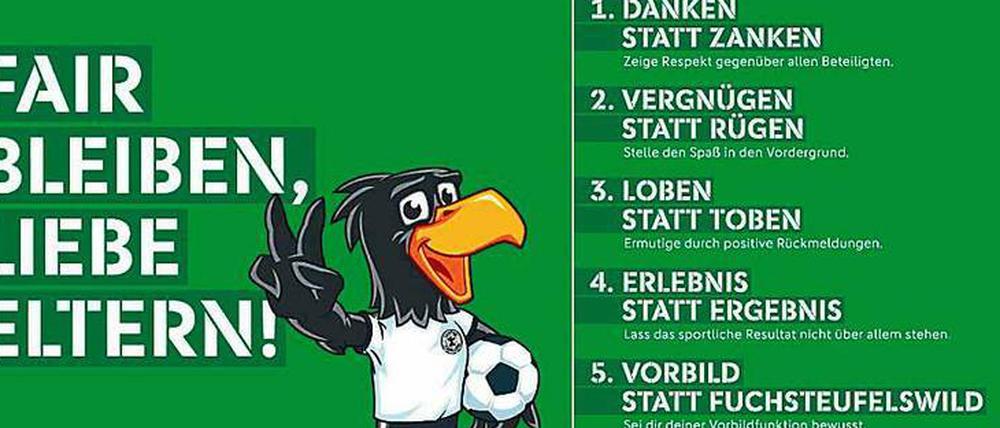 Nicht rot, sondern grün sehen sollen Eltern am Spielfeldrand.