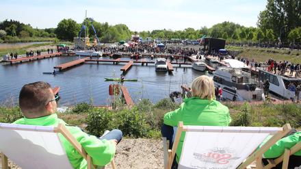 Party zur Eröffnung des Teltower Stadthafens.