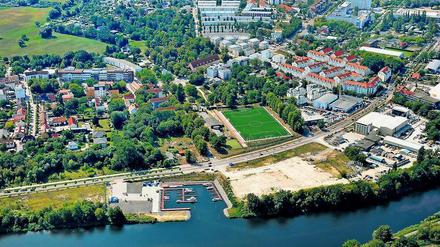 Der Hafen von oben, aufgenommen im September.