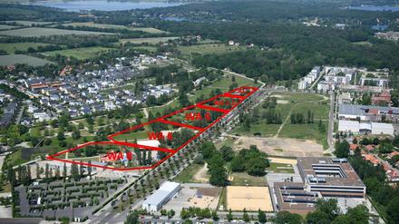 In dieser Visualisierung sind die Baufelder zu sehen, die dem Volkspark in absehbarer Zeit abhanden kommen. Für die Partygärten gibt es bisher keinen Ersatz. Kritiker fürchten, dass der Park viel enger wirken wird. 